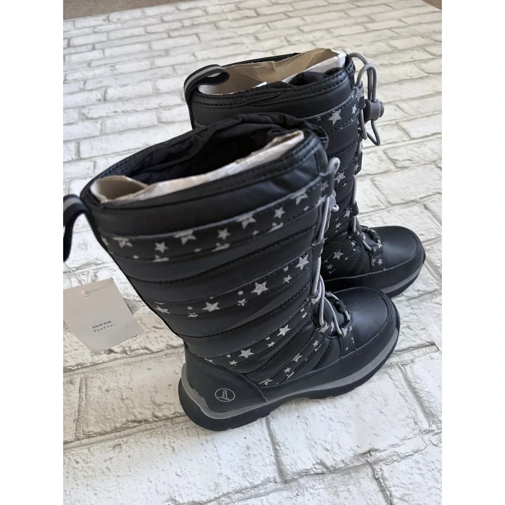 Lands' End Snowflake Insulated Winter Snow Boots, Size 11, Black NWT
